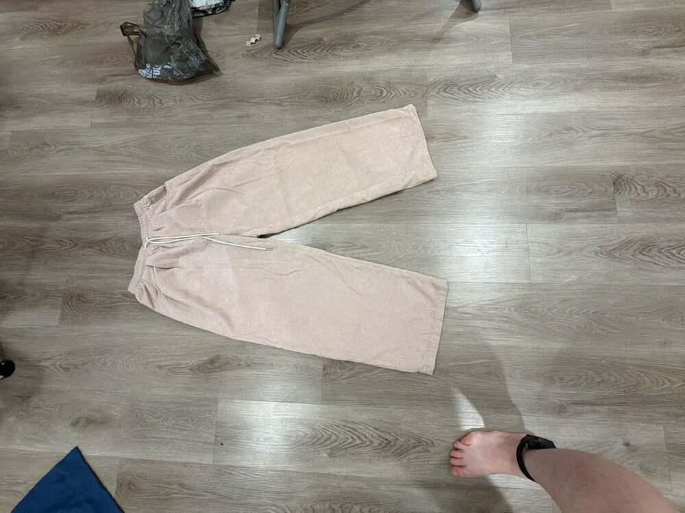 SHEIN Corduroy Drawstring Pants Petite S Beige Wide Leg Lounge